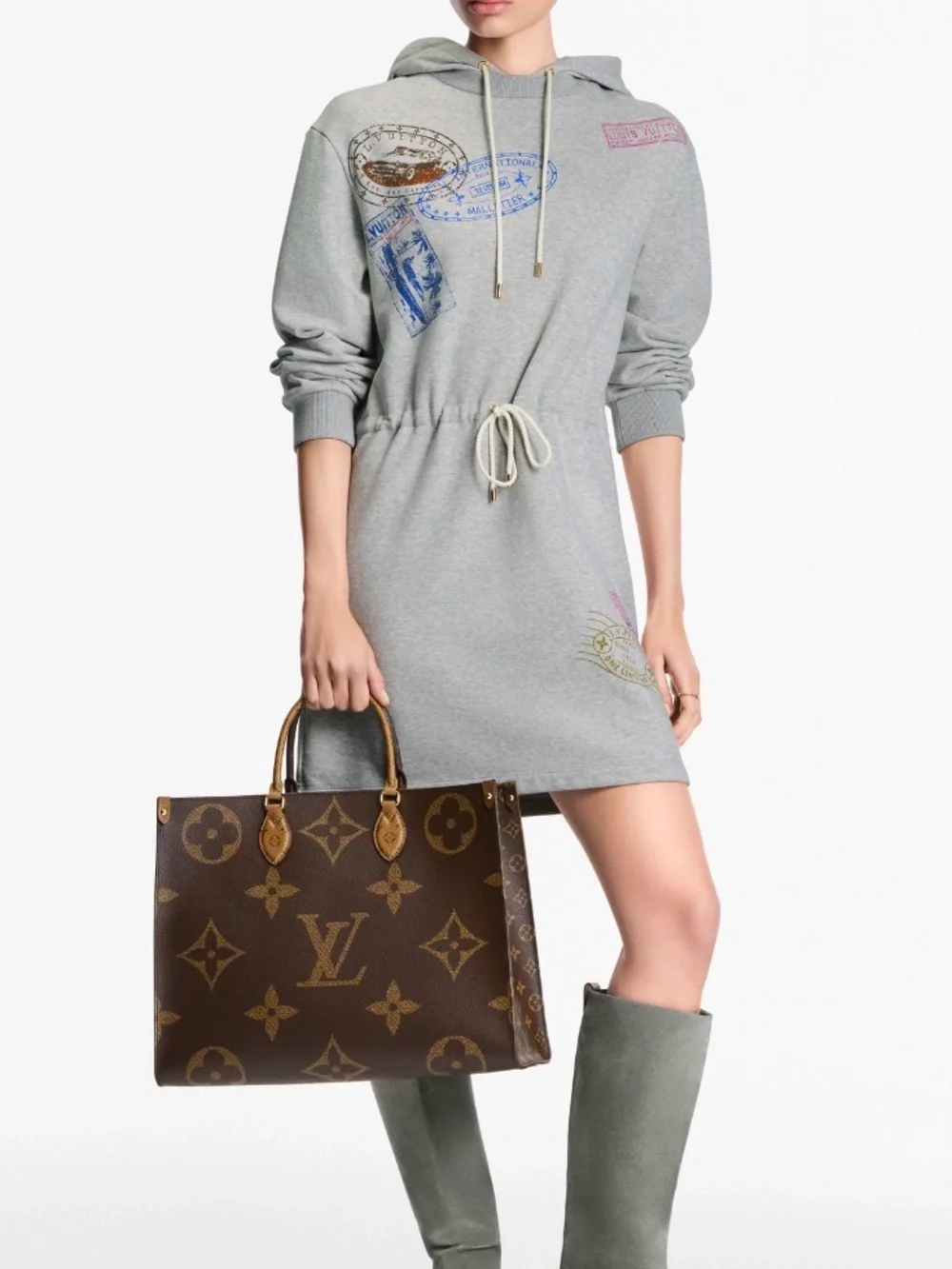 Louis Vuitton Brown Monogram Canvas Tote with Gold Hardware